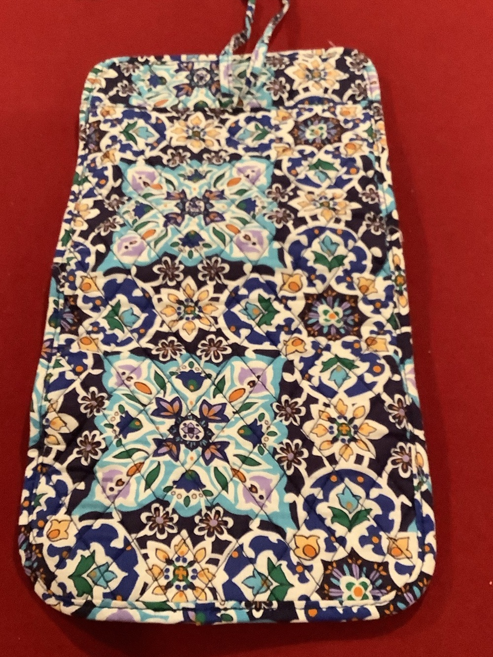 Patterned Quilted Roll-Up Organizer in Navy, Teal & White - Picture 5 of 6